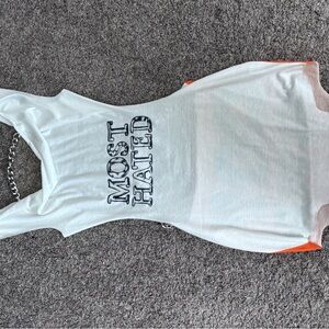 Most Hated White Tank Top mini dress with Cut Out Design and Sleeveless Style